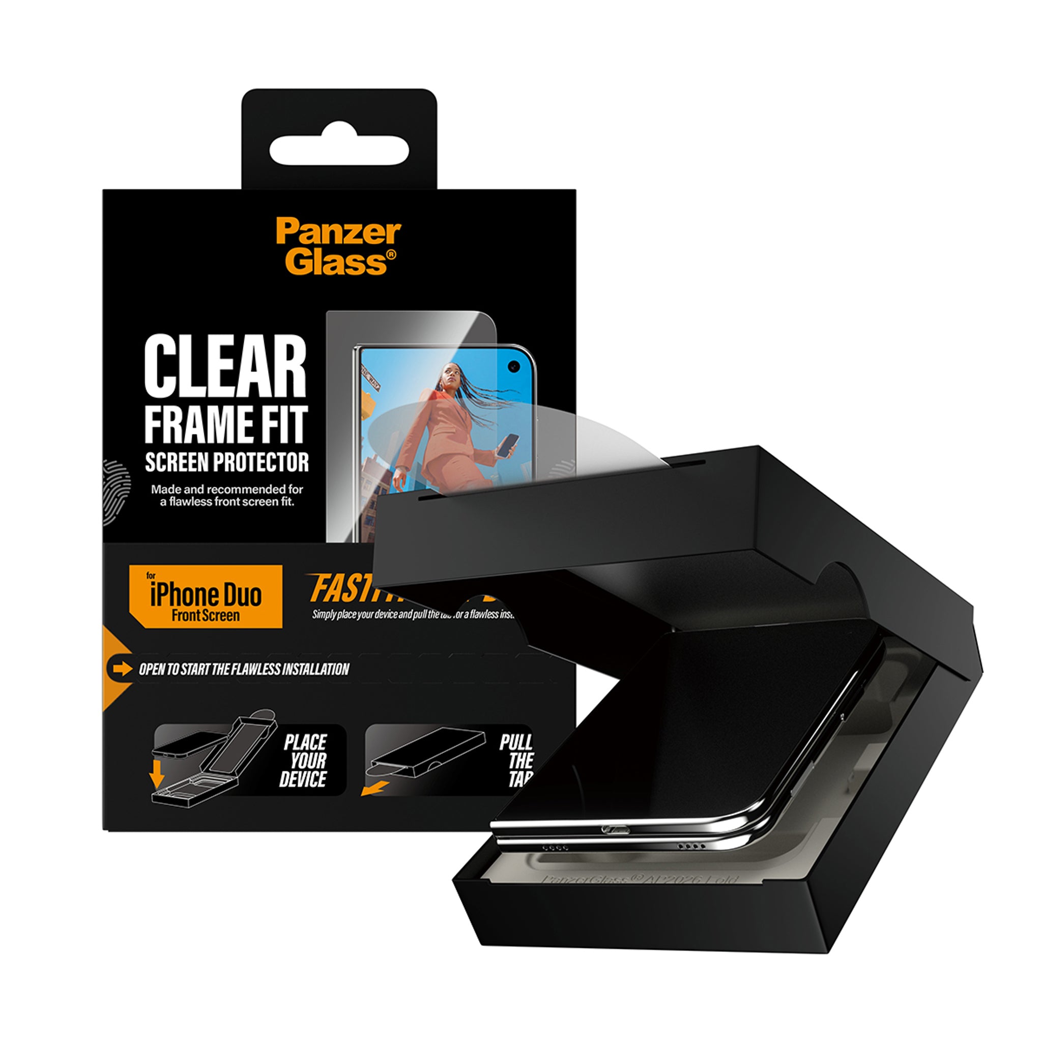 PanzerGlass® Frontskærm Skærmbeskyttelse iPhone Duo | FRAME FIT m. FASTFIT IN-A-BOX